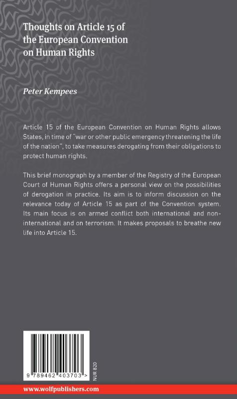 Achterkant van Thoughts on Article 15 of the European Convention on Human Rights