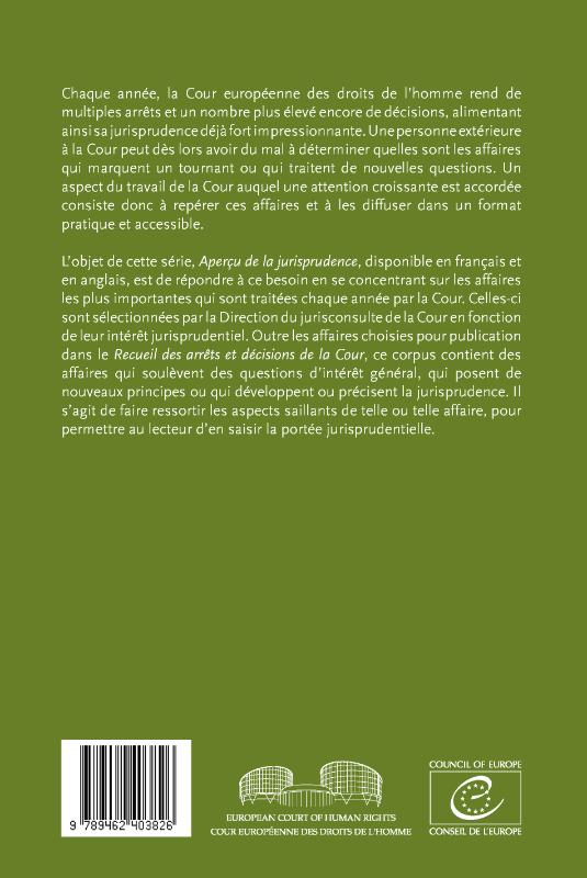 Achterkant van Aperçu de la jurisprudence de la Cour 2016
