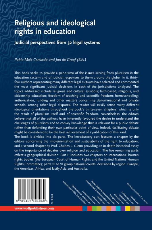 Achterkant van Religious and ideological rights in education