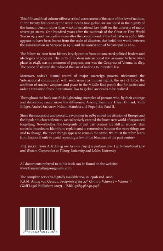 Achterkant van Footprints of the 20th Century: Volume V - Neither Justice nor Order