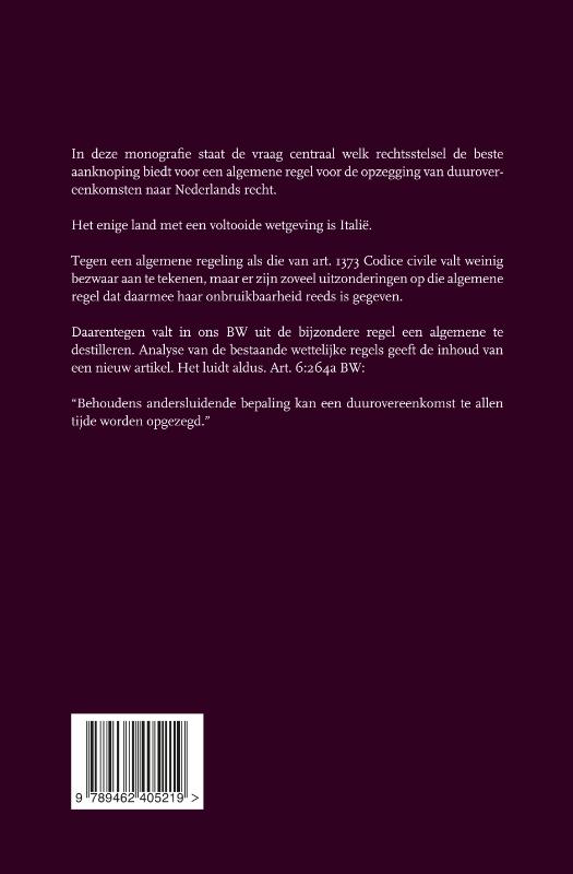 Achterkant van Opzegging van duurovereenkomsten