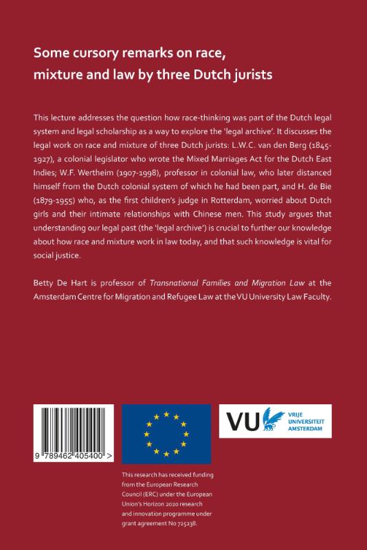 Achterkant van Some cursory remarks on race, mixture and law by three Dutch jurists