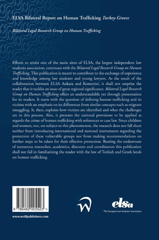 Achterkant van ELSA Bilateral Report on Human Trafficking Turkey-Greece