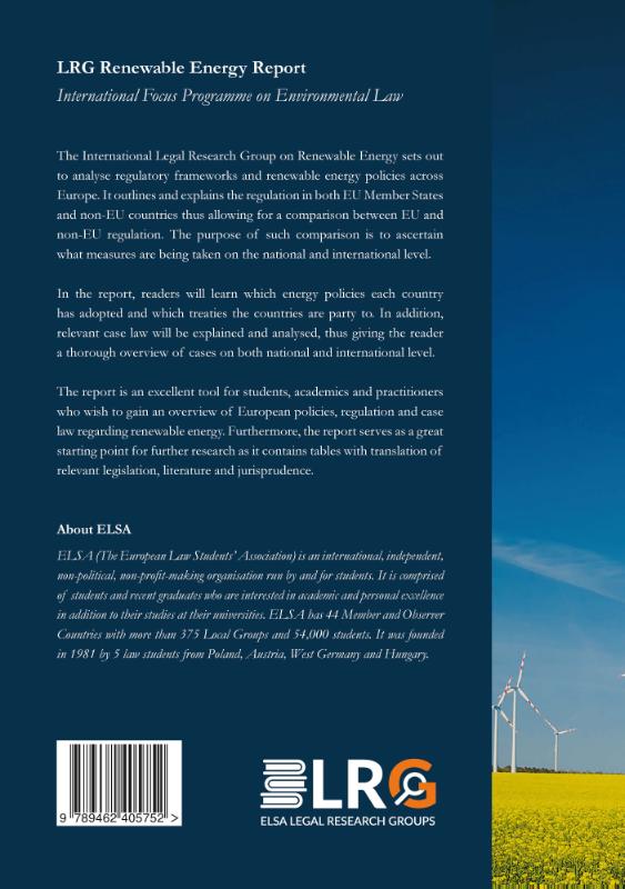 Achterkant van Renewable Energy Report