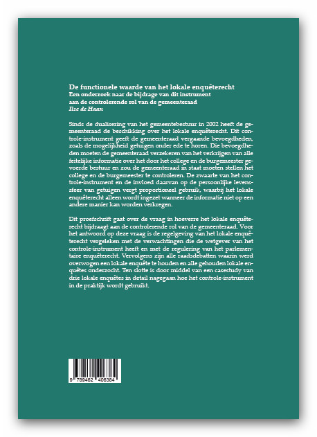 Achterkant van De functionele waarde van het lokale enquêterecht