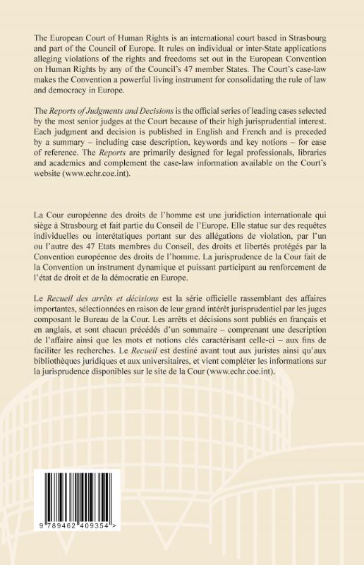 Achterkant van Reports of Judgments and Decisions/Recueil des arrêts et décisions Volume 2015-II