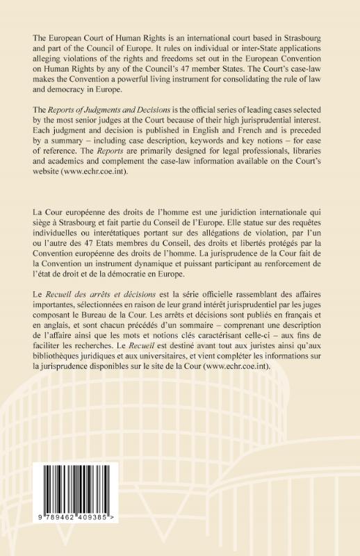 Achterkant van Reports of Judgments and Decisions/Recueil des arrêts et décisions Volume 2015-III