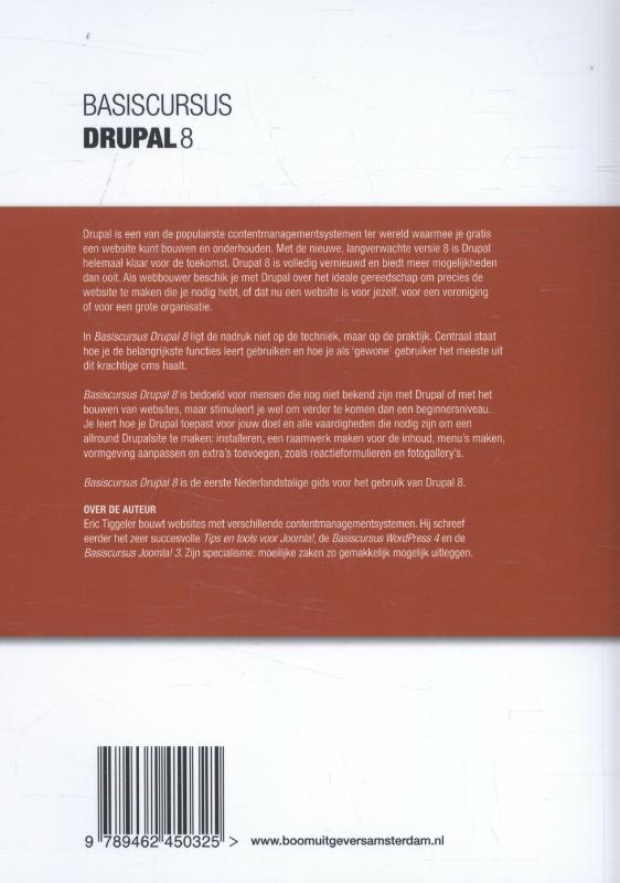 Achterkant van Basiscursus Drupal 8