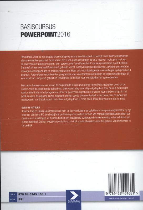 Achterkant van Basiscursus Powerpoint 2016