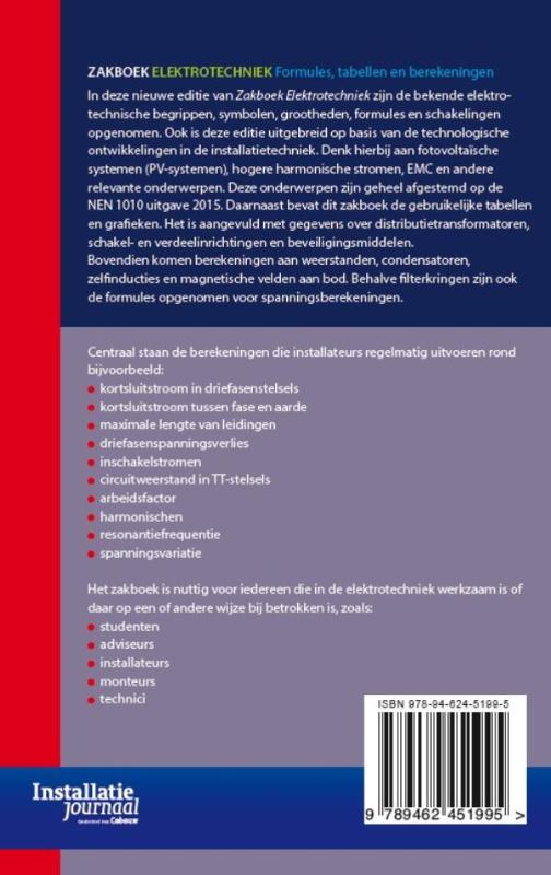 Achterkant van Zakboek elektrotechniek