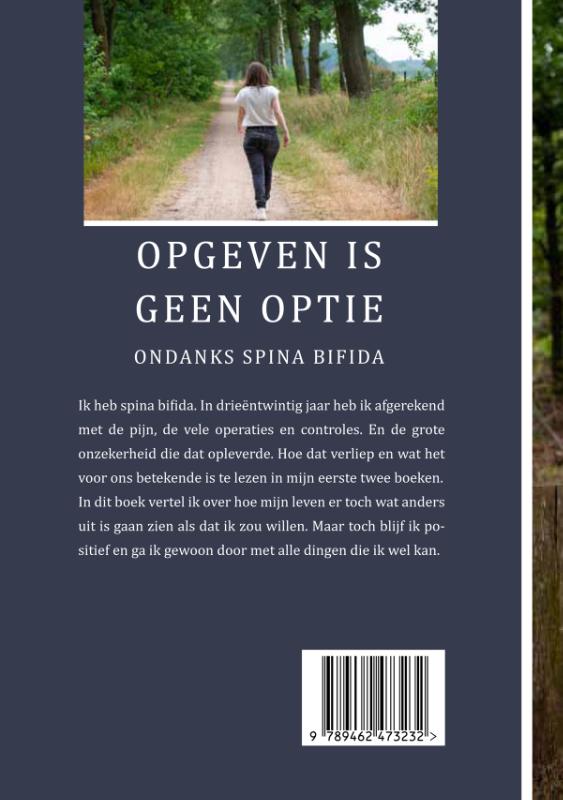 Achterkant van Opgeven is geen optie ondanks spina bifida