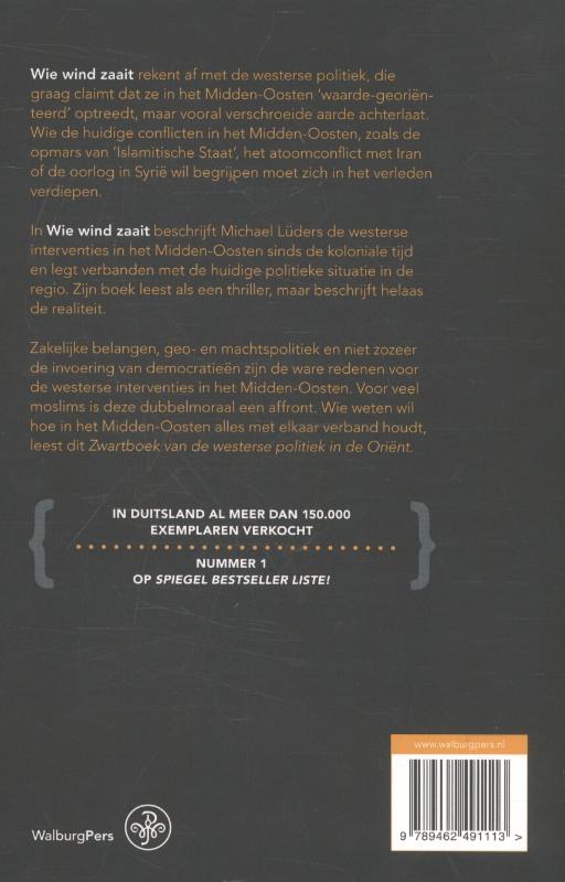 Achterkant van Wie wind zaait