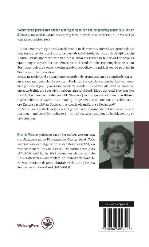 Achterkant van Mediastrijd om Suriname