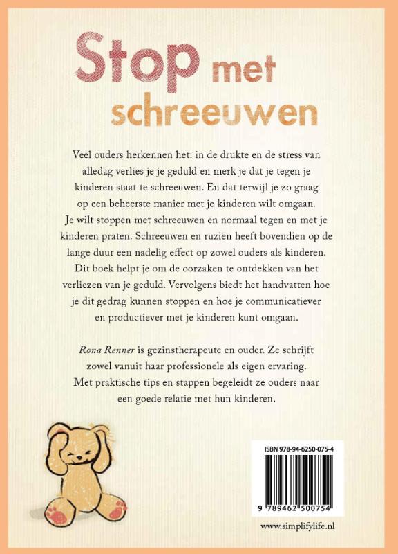Achterkant van Stop met schreeuwen