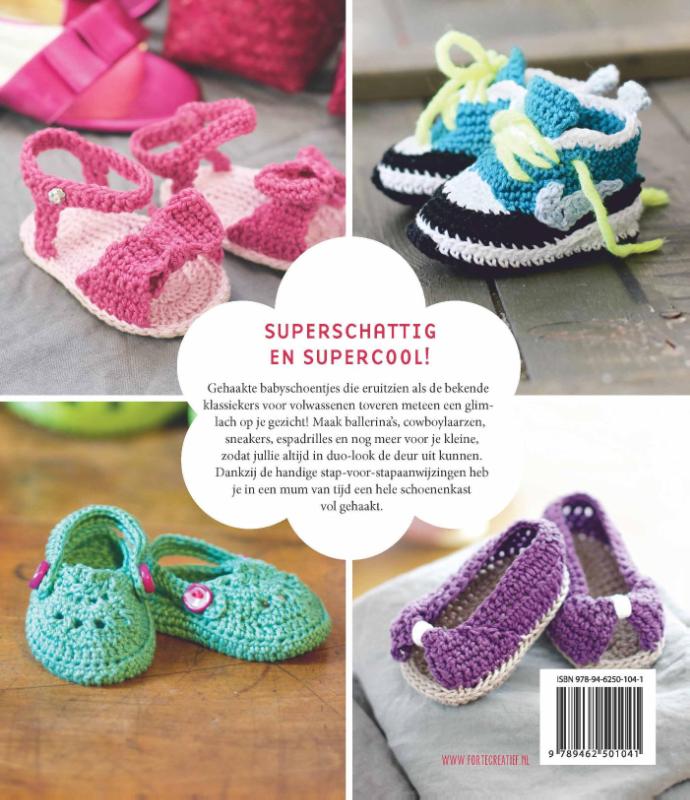 Achterkant van Babyschoentjes haken