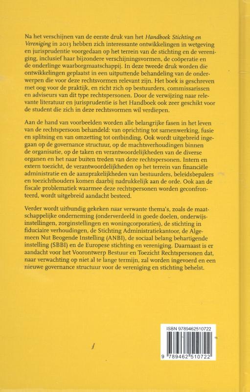 Achterkant van Handboek stichting en vereniging