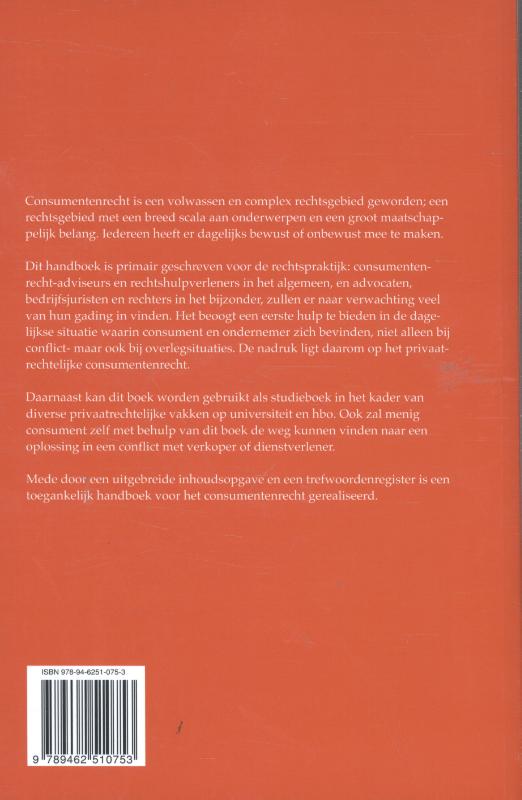 Achterkant van Handboek consumentenrecht
