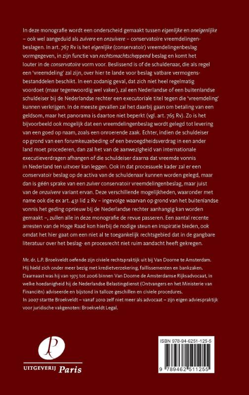 Achterkant van Over eigenlijke en oneigenlijke conservatoire vreemdelingenbeslagen