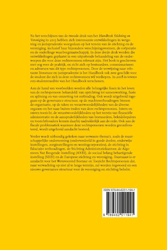 Achterkant van Handboek Stichting en Vereniging
