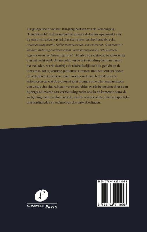 Achterkant van 100 jaar Handelsrecht
