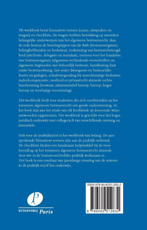 Achterkant van Werkboek Algemeen bestuursrecht