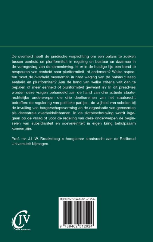 Achterkant van Staatsrecht tussen eenheid en pluriformiteit