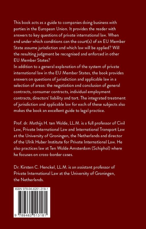 Achterkant van Business and Private International Law in the EU