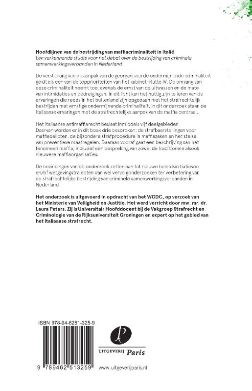 Achterkant van Hoofdlijnen van de bestrijding van maffiacriminaliteit in Italië