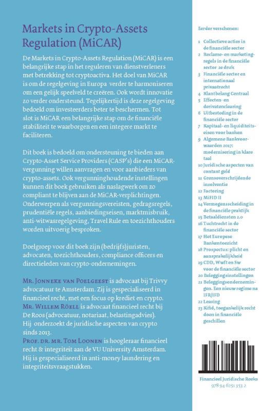 Achterkant van Markets in Crypto-Assets Regulation (MiCAR)