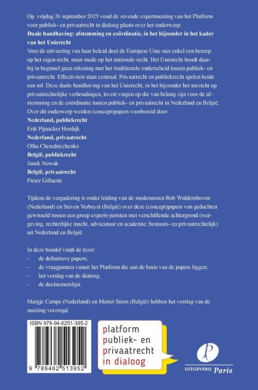 Achterkant van Duale handhaving: afstemming en coördinatie, in het bijzonder in het kader van het Unierecht