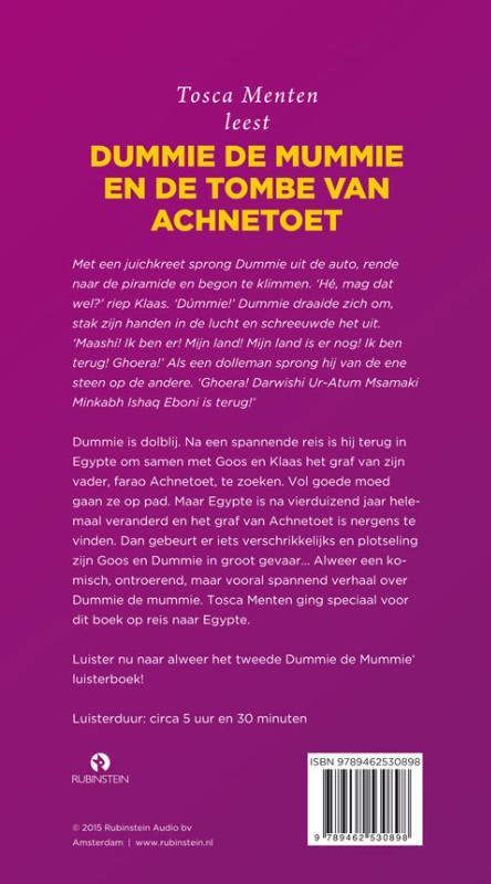 Achterkant van Dummie de mummie en de tombe van Achnetoet