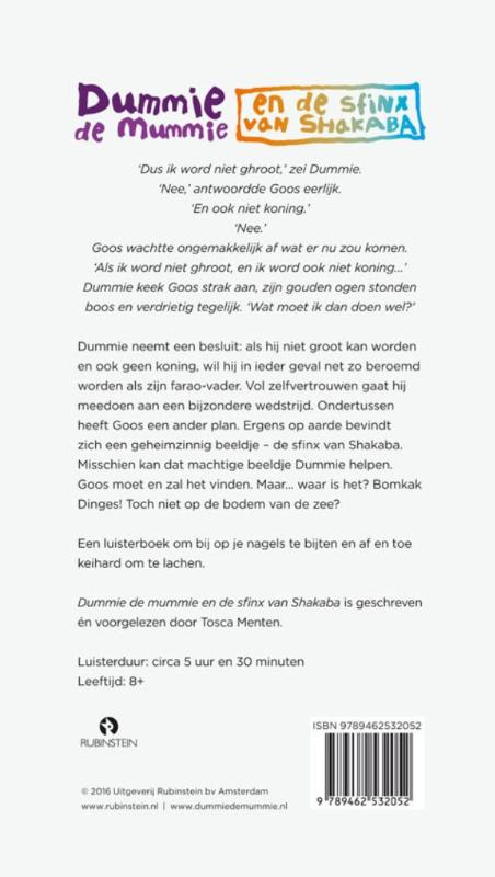 Achterkant van Dummie de mummie en de sfinx van Shakaba
