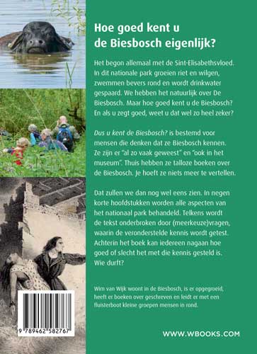 Achterkant van Dus u kent de Biesbosch