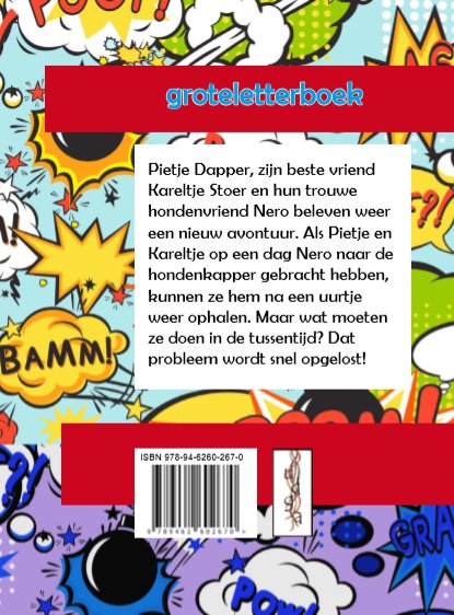 Achterkant van Pietje Dapper en de dierenbeul
