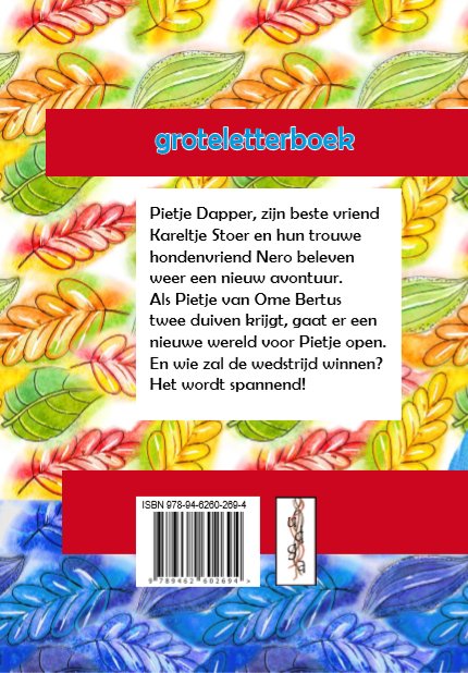 Achterkant van Pietje en de wedstrijdduif - Groteletterboek