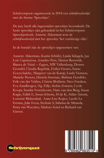 Achterkant van Het Schrijverspunt sprookjesboek