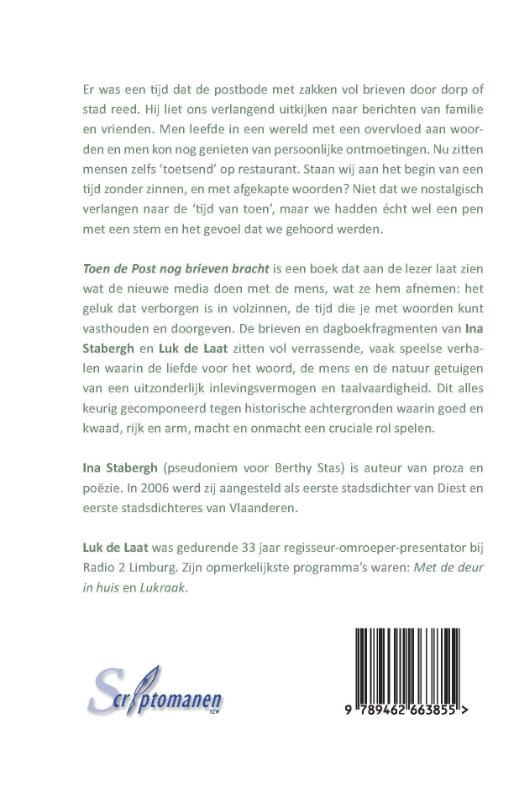 Achterkant van Toen de Post nog brieven bracht