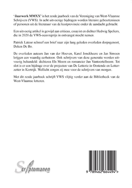 Achterkant van Jaarwerk MMXX