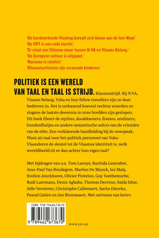 Achterkant van Debatfiches van de Vlaamse elite