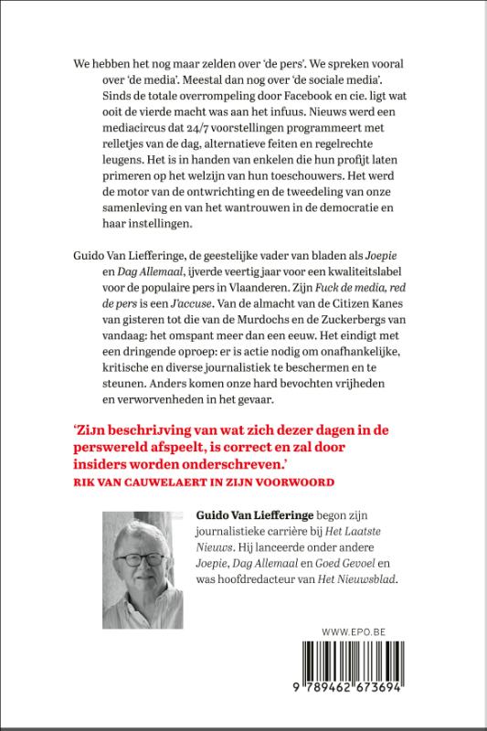 Achterkant van Fuck de media, red de pers