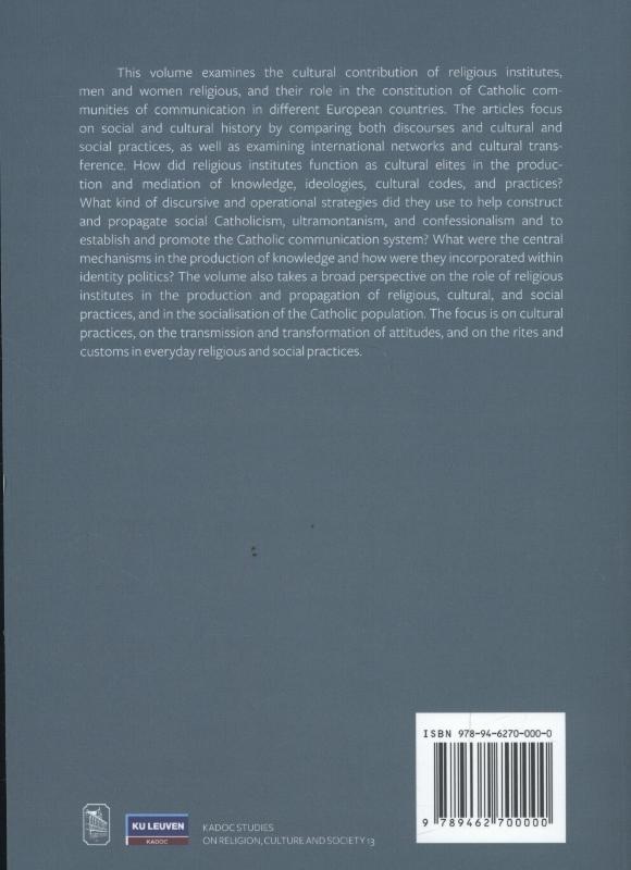 Achterkant van Religious institutes and catholic culture