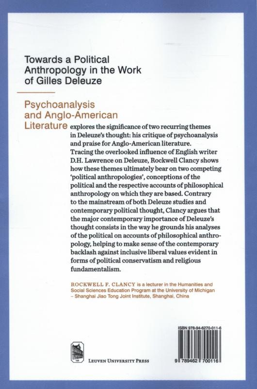 Achterkant van Towards a political anthropology in the work of gilles deleuze