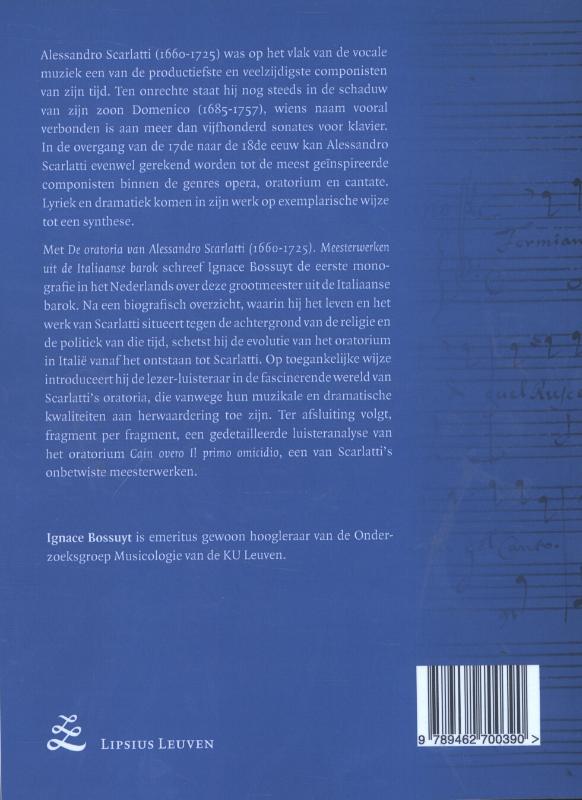 Achterkant van De oratoria van Alessandro Scarlatti (1660-1725)