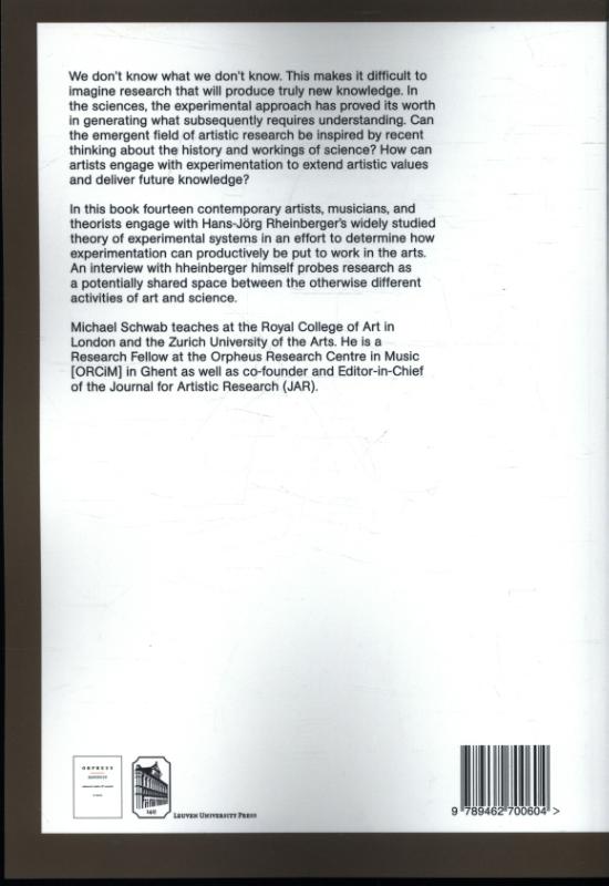 Achterkant van Experimental systems