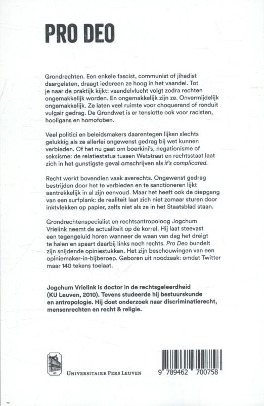 Achterkant van Pro Deo