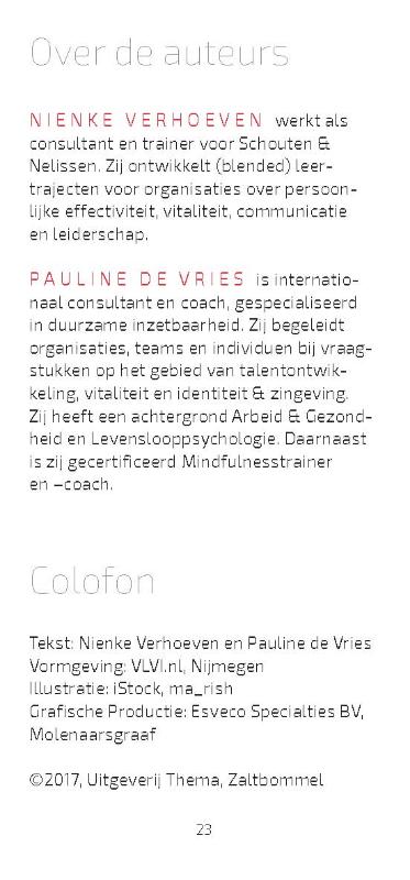 Achterkant van In balans op het werk