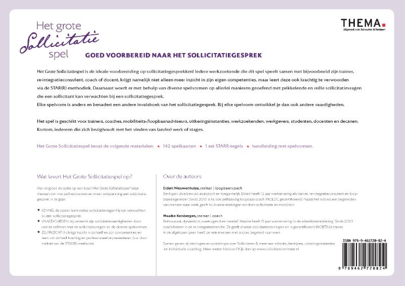 Achterkant van Het grote sollicitatiespel