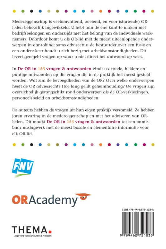 Achterkant van De OR in 153 vragen en antwoorden