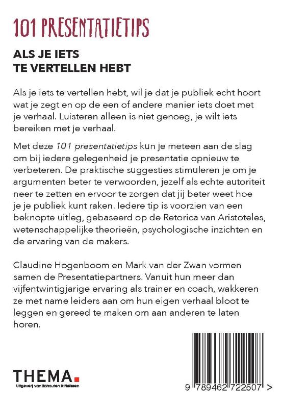 Achterkant van 101 Presentatietips