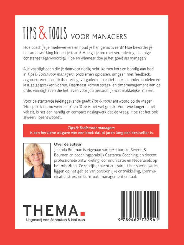 Achterkant van Tips & Tools voor managers